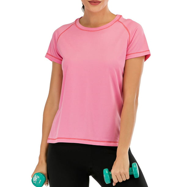 Women's Fitness Yoga Gym Shirts Dri-fit Short Sleeve Athletic Tops Quick-dry Tee